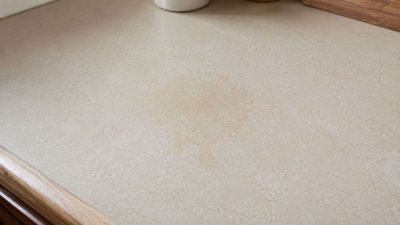 Rengøring af linoleum bordplade med plettestop.